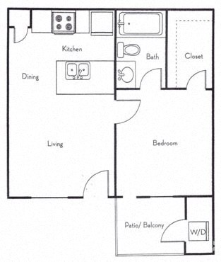 furnished floor plan of a small apartment with roommates
